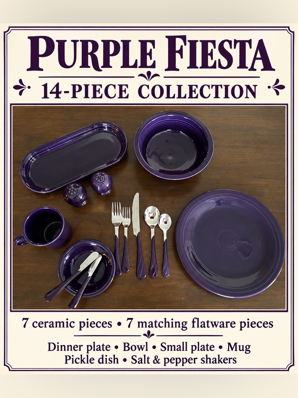 Fiesta Purple 14-Piece Dinnerware Set - Purple Fiesta